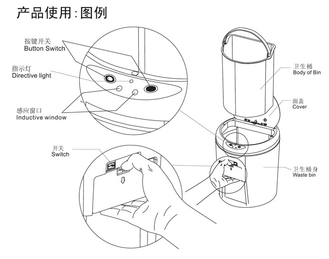 HF-93203 8升感應(yīng)衛(wèi)生桶 結(jié)構(gòu)圖